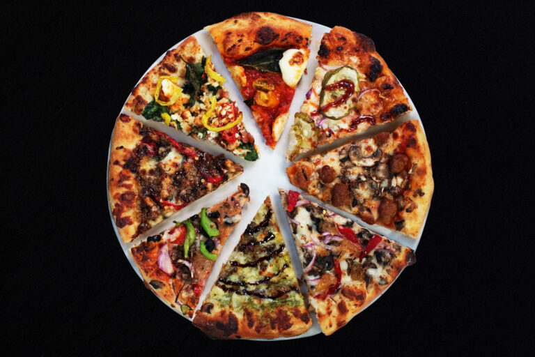 combined pizza top view